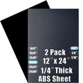 ABS Plastic Sheet 1/4 in Thick 12 in x 24 in (2-Pack) - Moldable Black