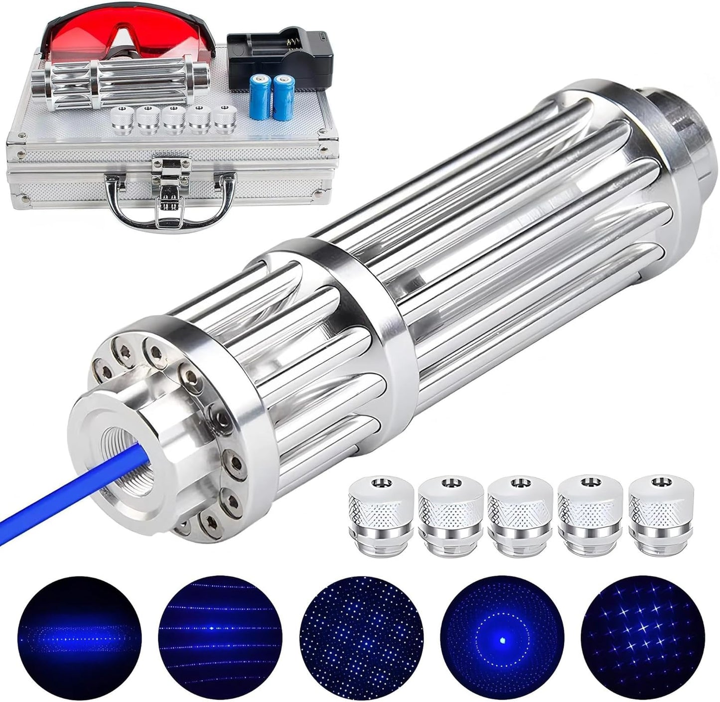High Power Blue Flashlight for Camping, Hiking, and Fishing