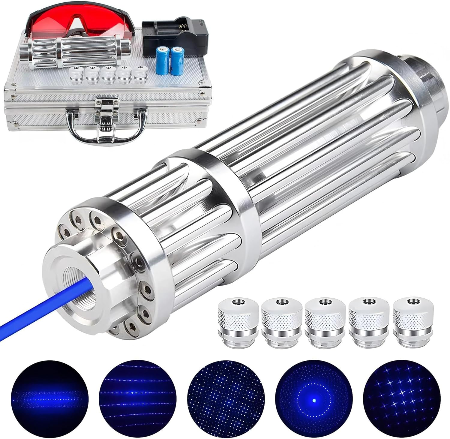 High Power Blue Flashlight for Camping, Hiking, and Fishing