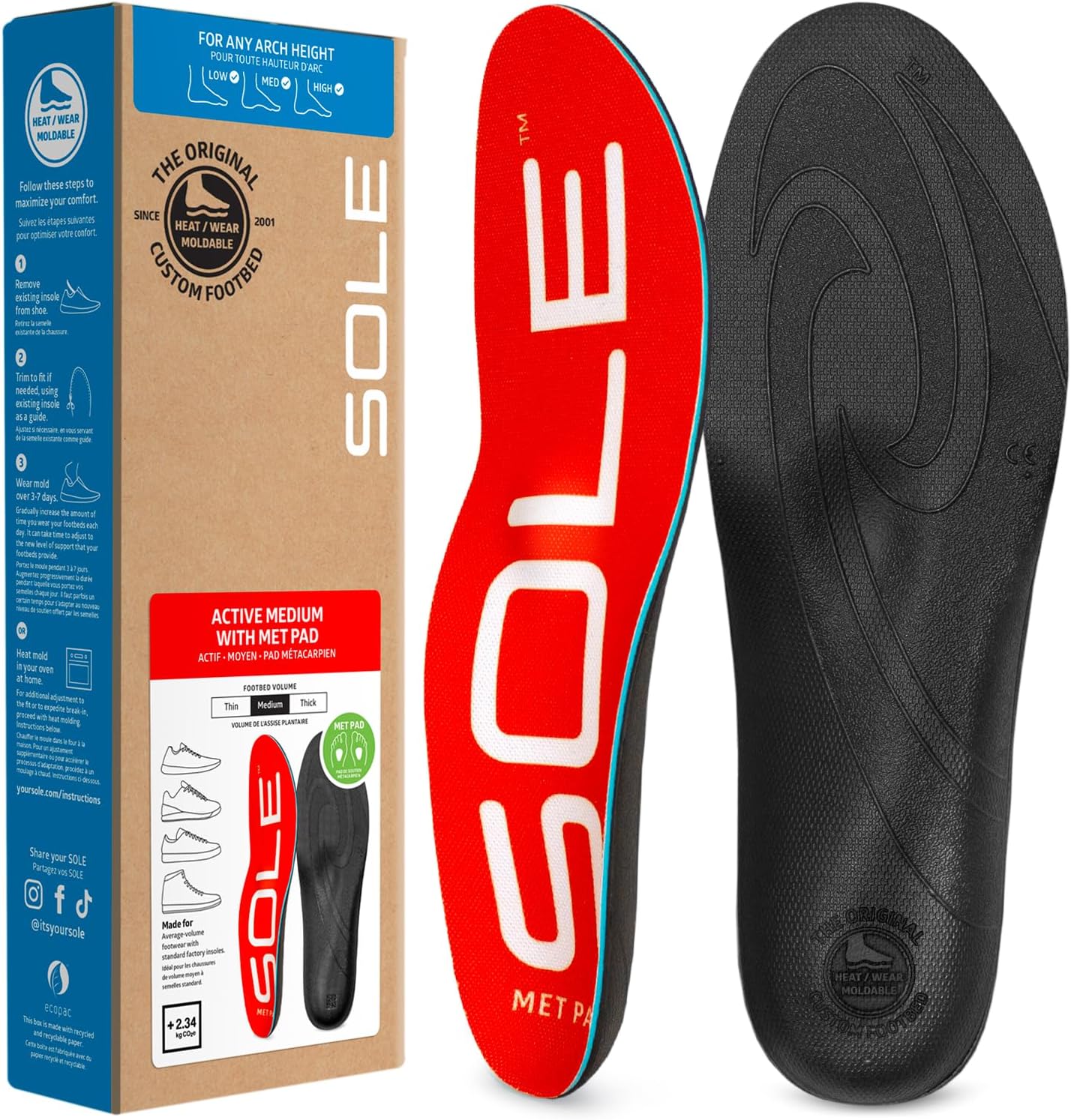 SOLE Active Medium Met Pad Insoles for Arch Support Relief