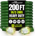 200ft Outdoor/Indoor Extension Cord 14/3 Gauge Heavy Duty - Long Reach