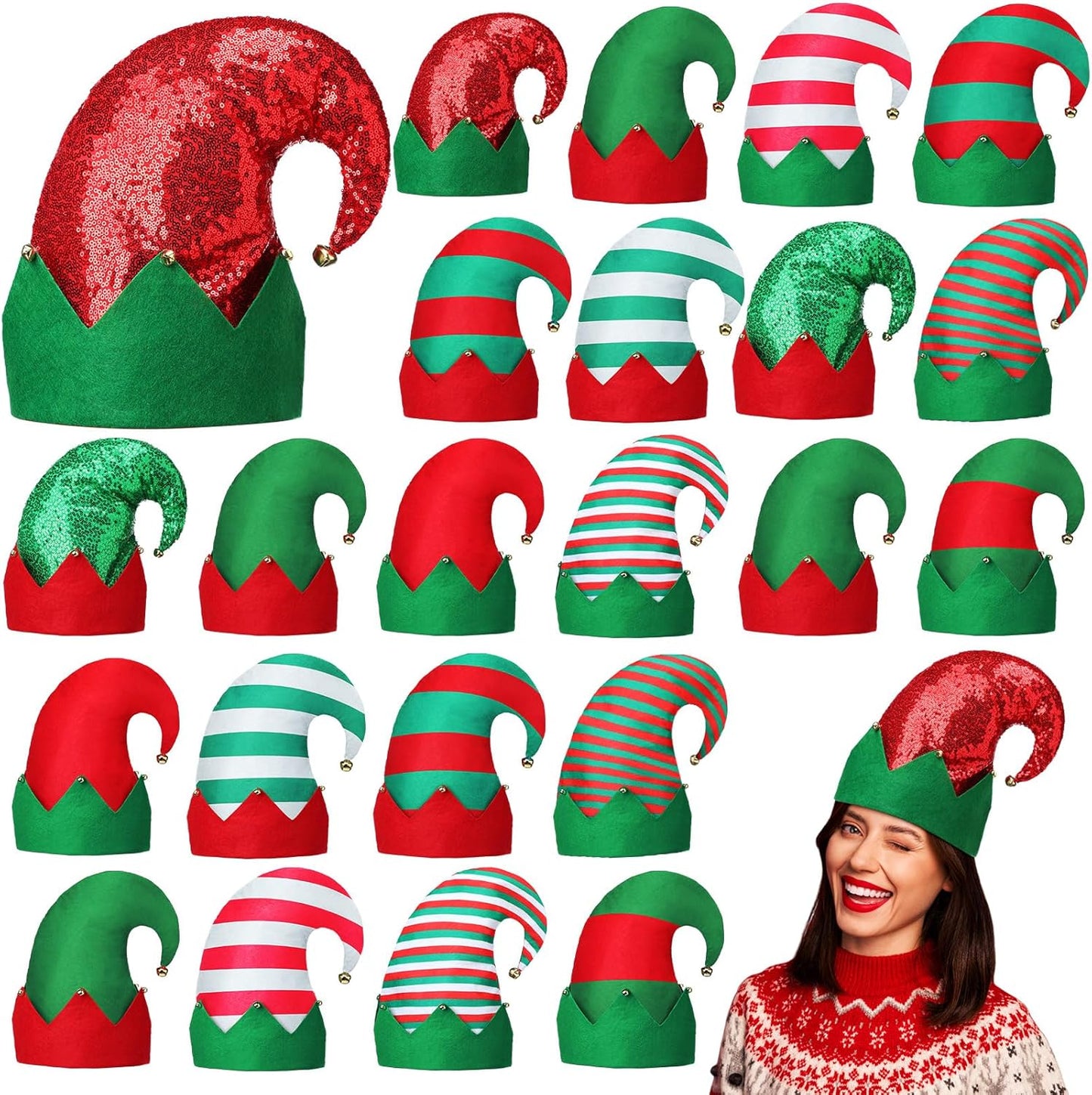 Christmas Elf Hats Bulk with Bells for Holiday Fun and Festivities