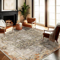 Area Rug 9ft x 12ft Washable Vintage Traditional Thin Floral Rug