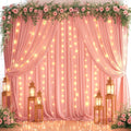 10ft x 10ft Dusty Rose Chiffon Backdrop Curtain with Lights - Elegant