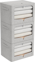 3 Pack Clothes Storage Bins Foldable Metal Frame - Stackable Linen