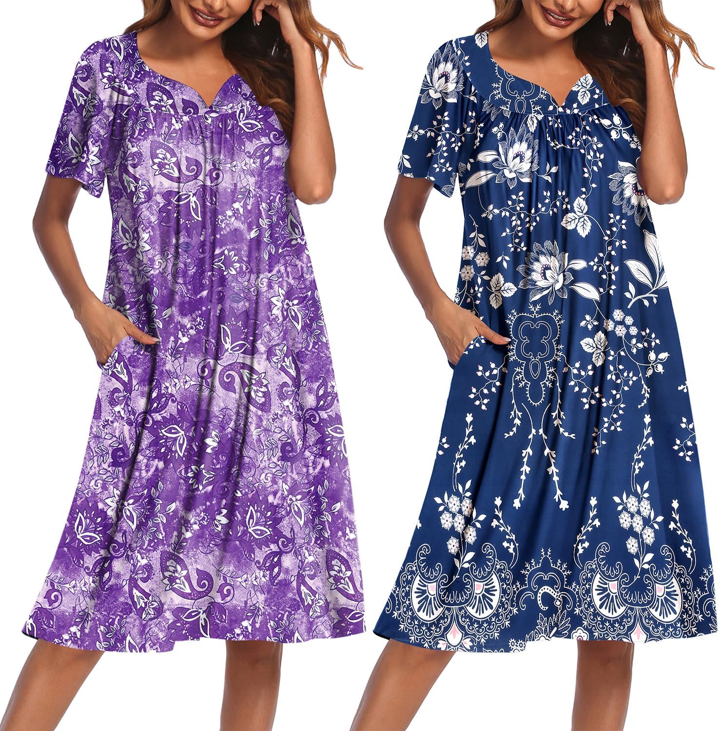 Ekouaer House Dresses for Women with Pockets - Floral Mumu