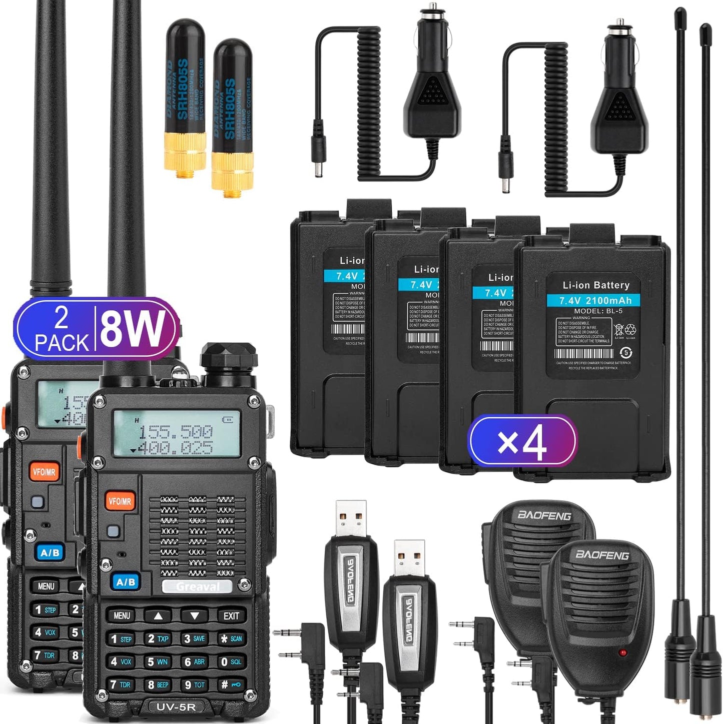 Ham Radio Walkie Talkie UV-5R Dual Band 2-Way Radio Set