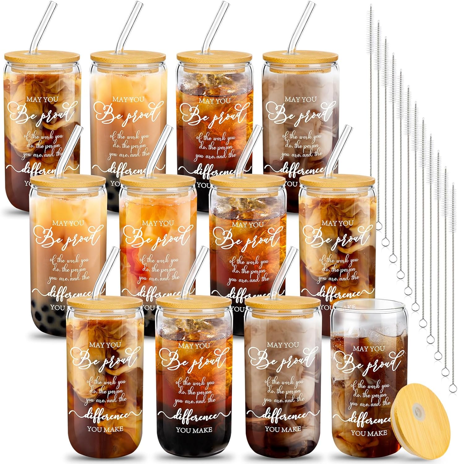 12 Set Employee Appreciation Gifts with Can Shaped Glass Cups