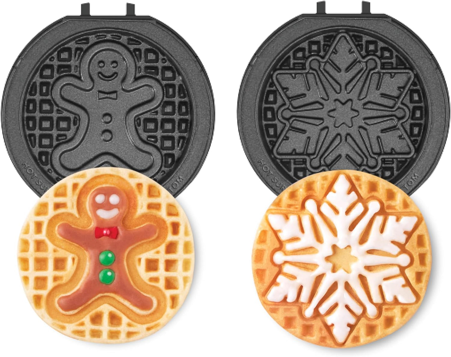 DASH Mini Waffle Plates - Gingerbread & Snowflake | Nonstick & Easy Clean