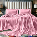 DECOLURE Satin Bed Sheets 4 Piece King Set - Silky, Wrinkle-Free