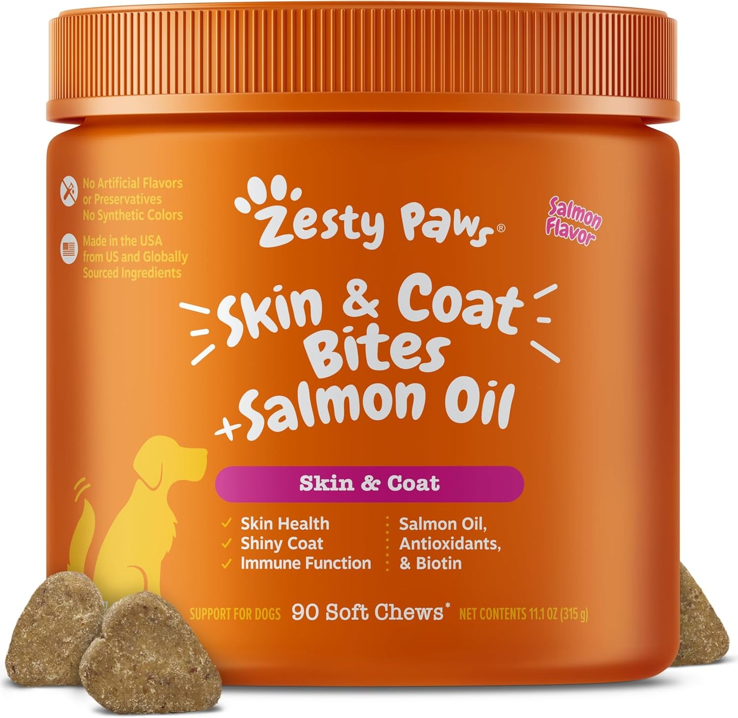 Zesty Paws Salmon Oil for Dogs - Omega 3 Fish Oil Chews