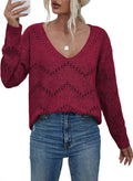 EVALESS Crochet Sweater Top Hollow Out Long Sleeve Pullover - Cozy