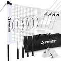 Portable Badminton Set with Regulation Net and 4 Rackets - Easy Setup