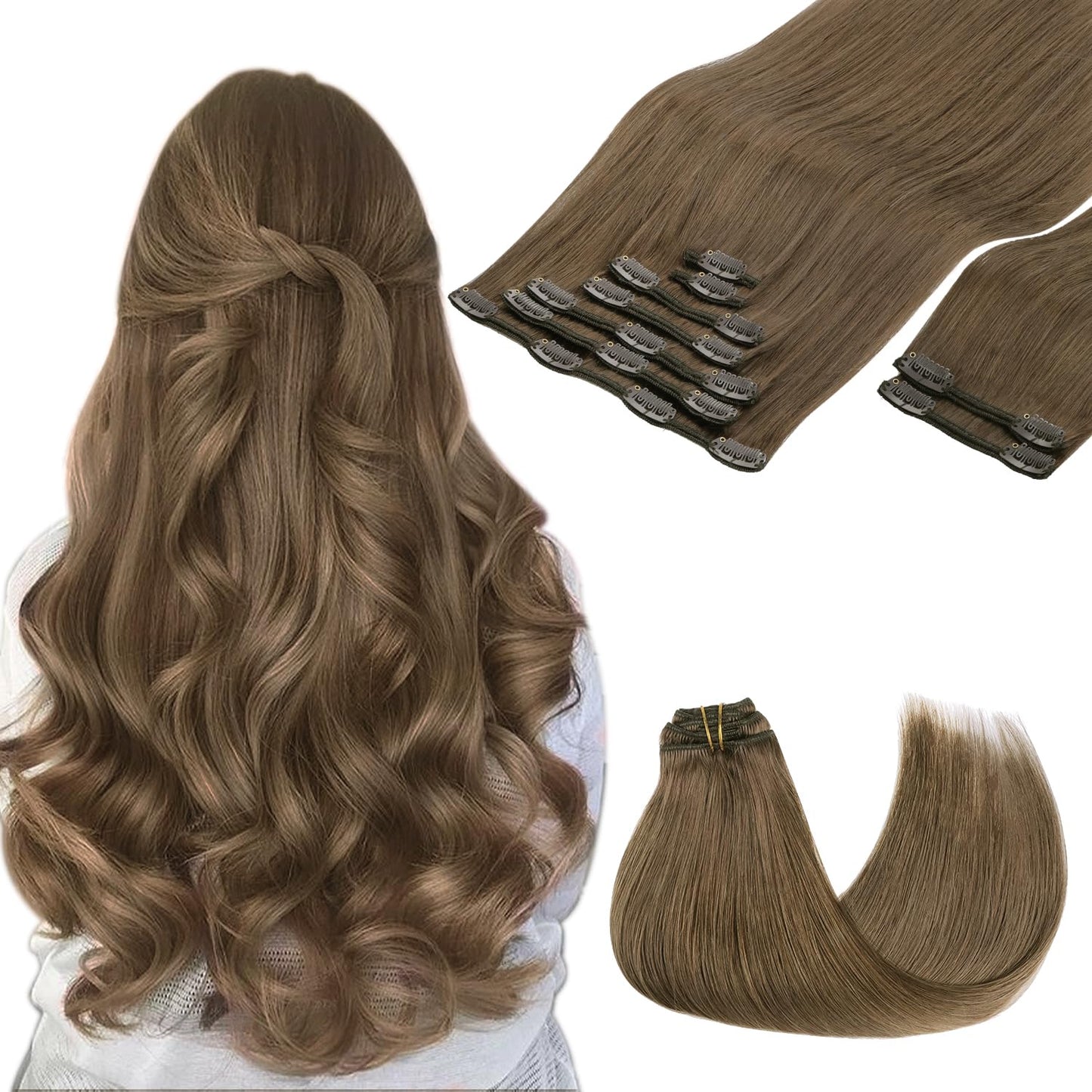 GOO GOO Clip in Hair Extensions for Women, 20in 150g 9Pcs