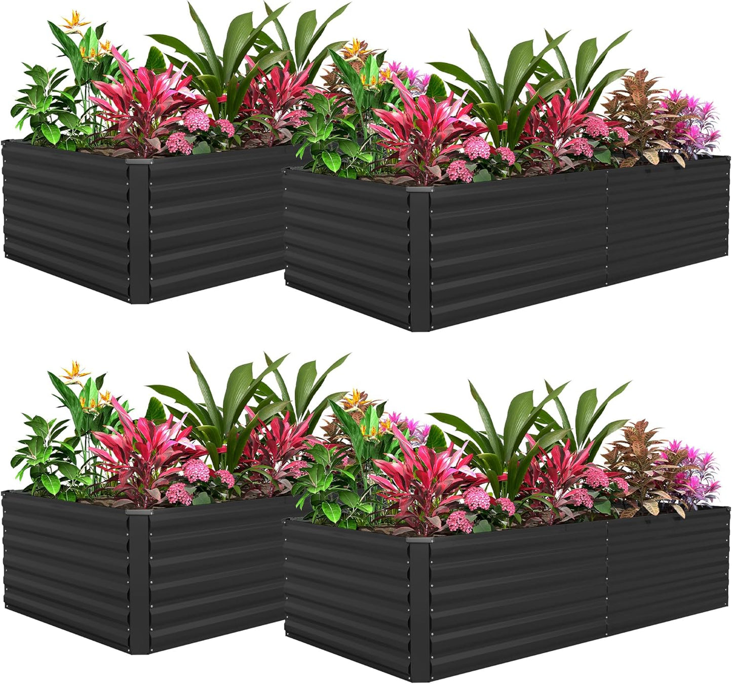 Galvanized Raised Garden Bed for Vegetables and Flowers