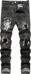 Baylvn Men's Designer Straight Slim Fit Patchwork Jeans - Trendy Hand