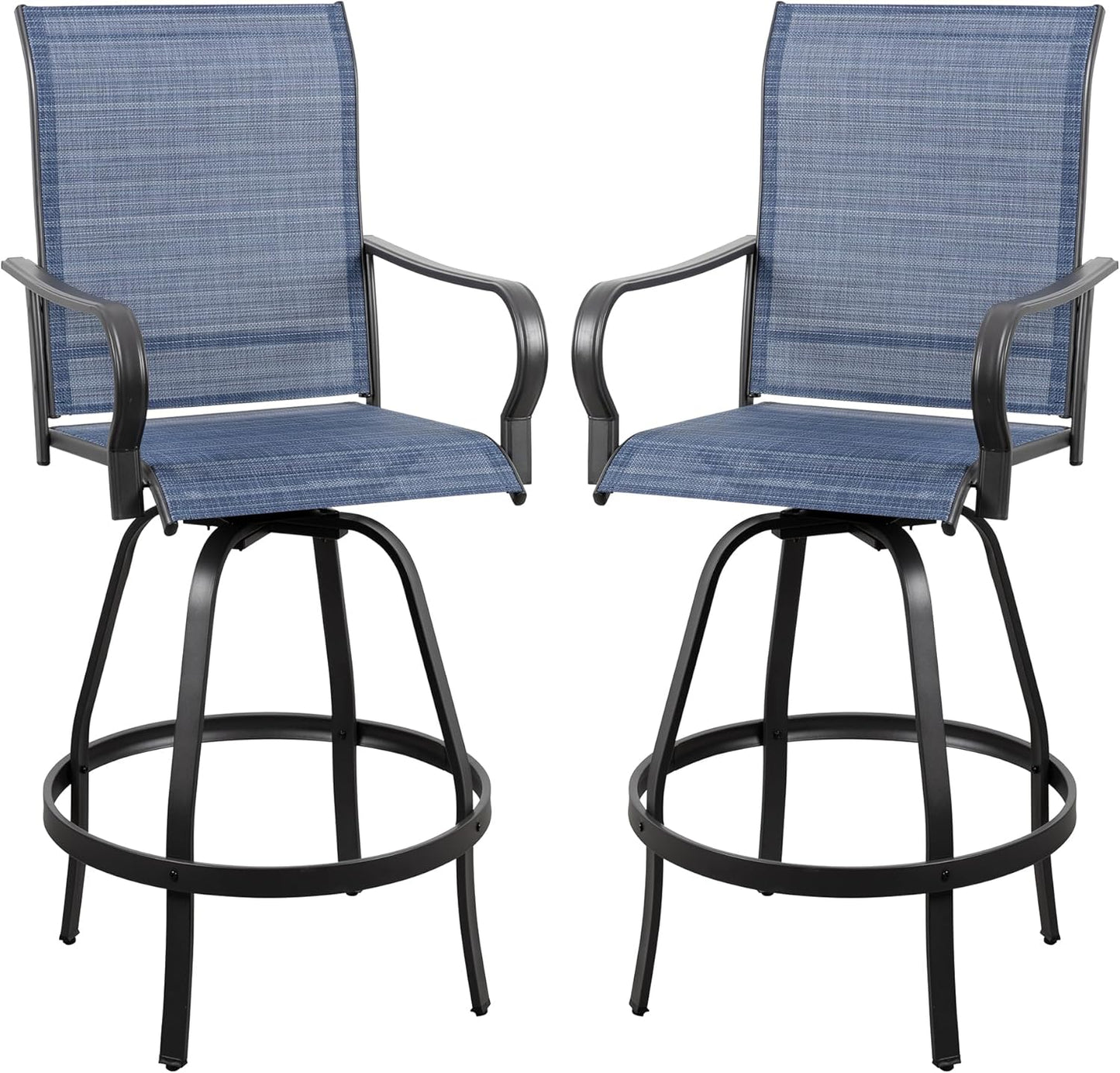 Vongrasig 2 Piece Patio Swivel Bar Chairs for Outdoor Spaces