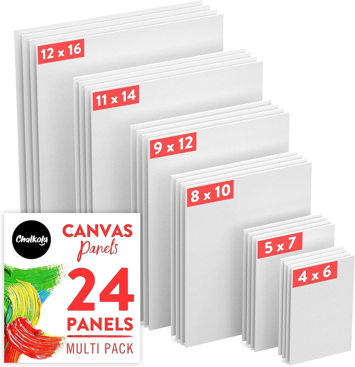 Chalkola Paint Canvases for Painting Multipack - 24 Pack