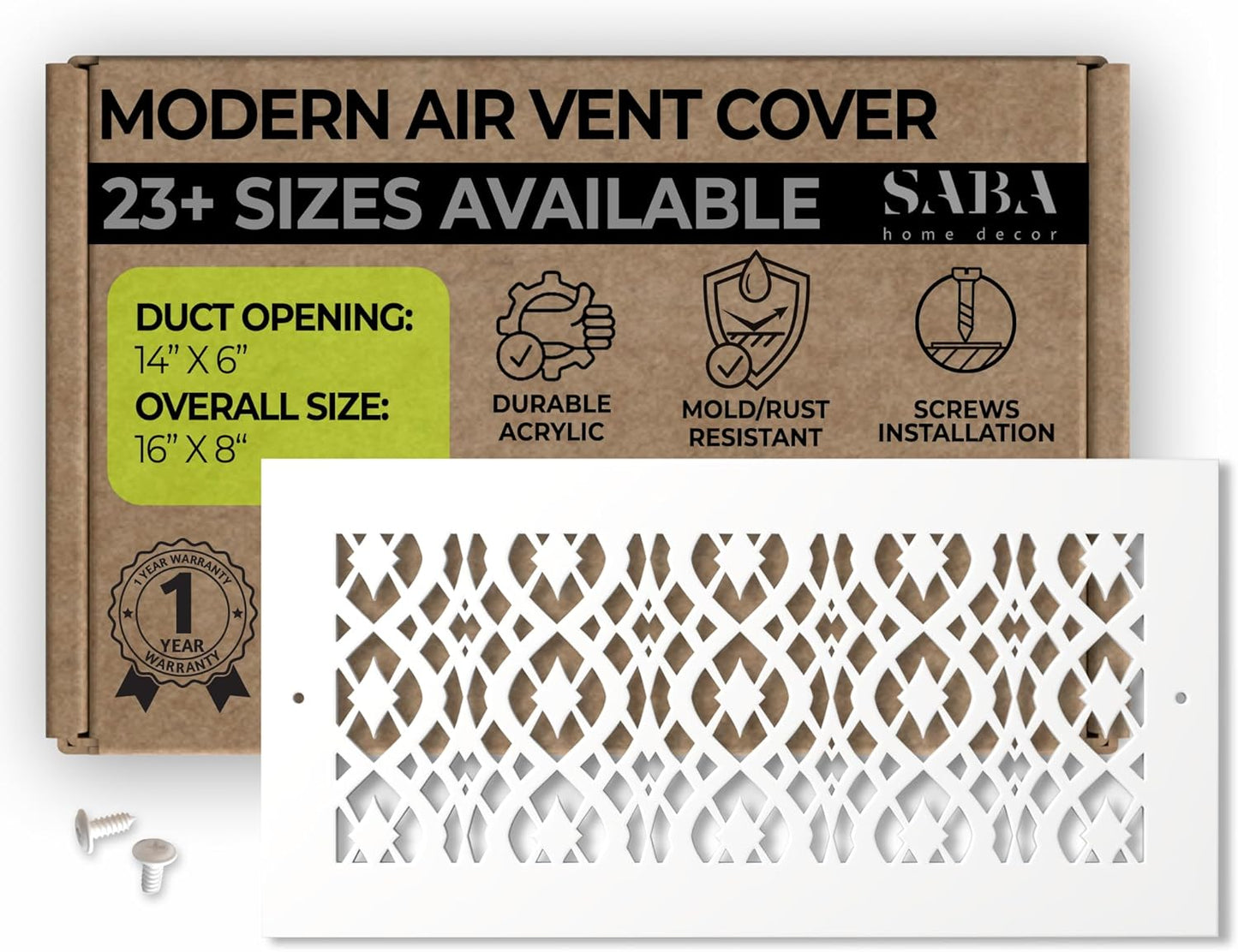 SABA Home Decor Air Vent Cover Grille - Stylish 6 x 14 Duct Cover