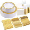 Gold Dinnerware Set 350Pc Party Plates and Napkins - Elegant