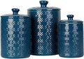 10 Strawberry Street Kitchen Canister Set 3 Piece - Diamond Blue