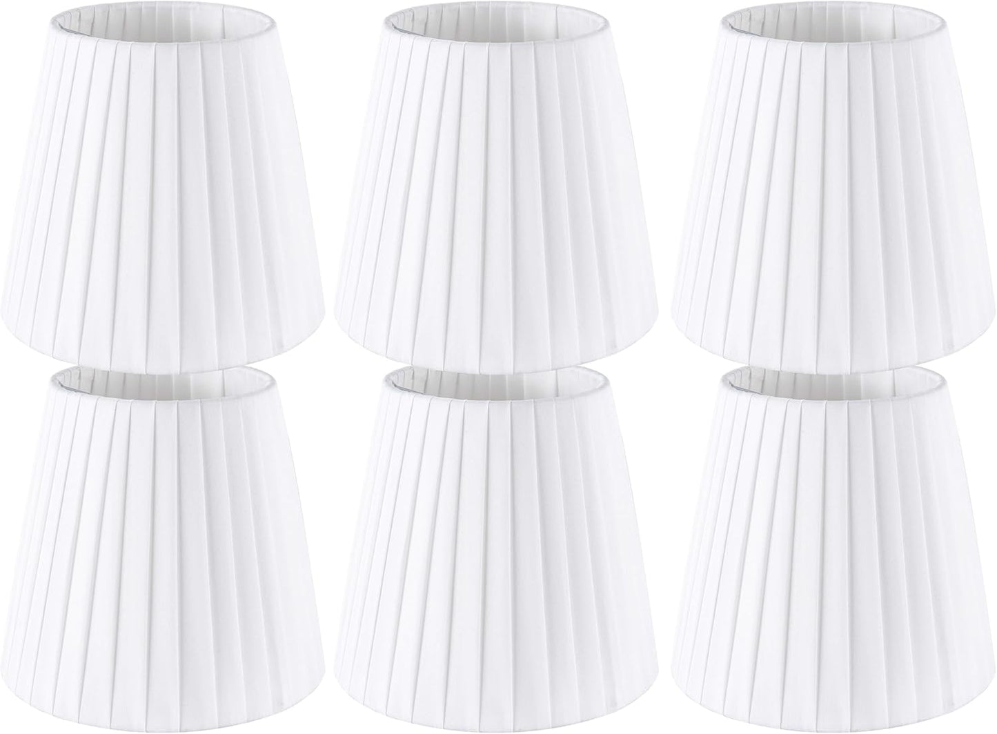 Set of 6 Natural Linen White Clip On Chandelier Lamp Shades