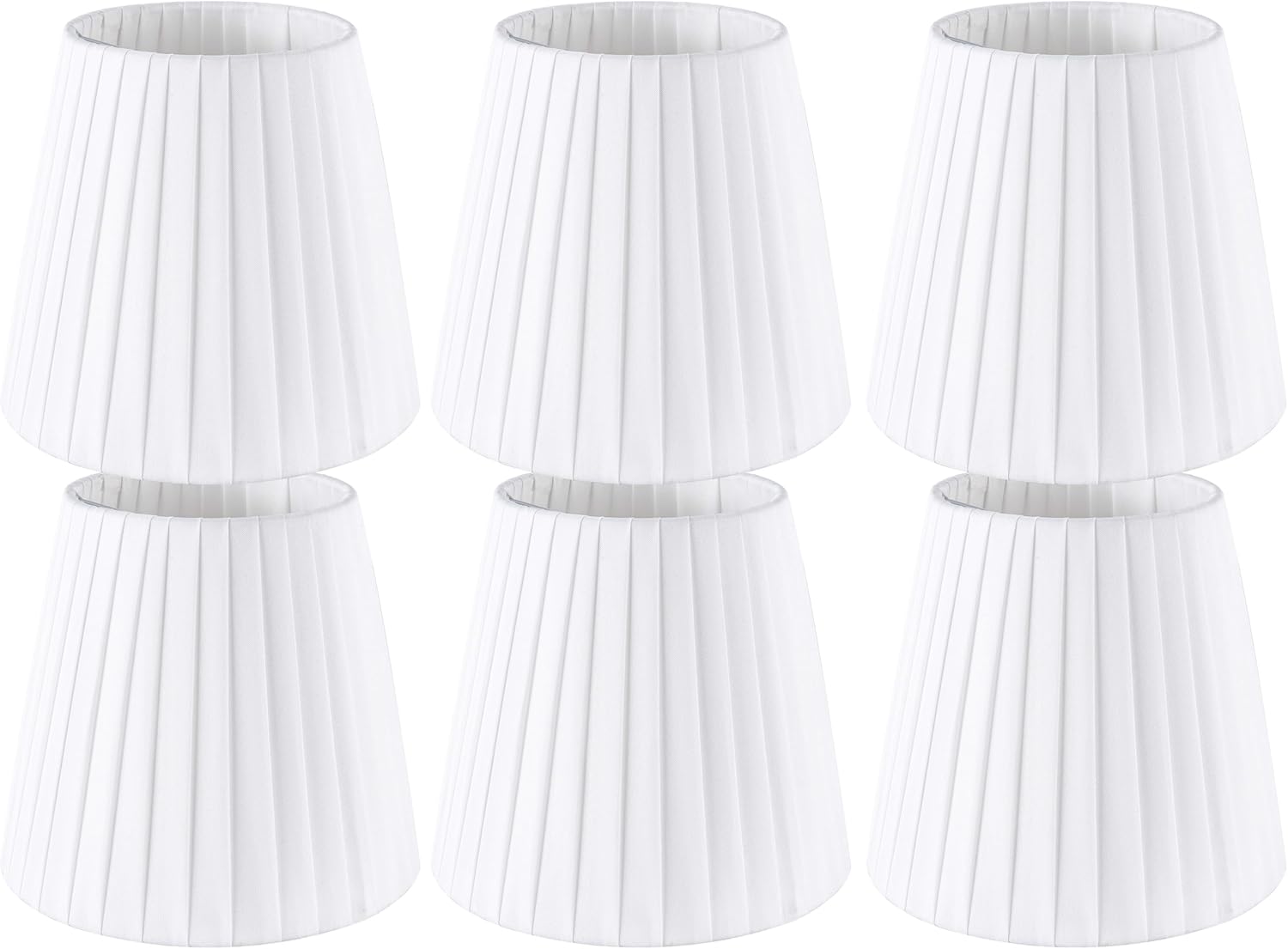 Set of 6 Natural Linen White Clip On Chandelier Lamp Shades