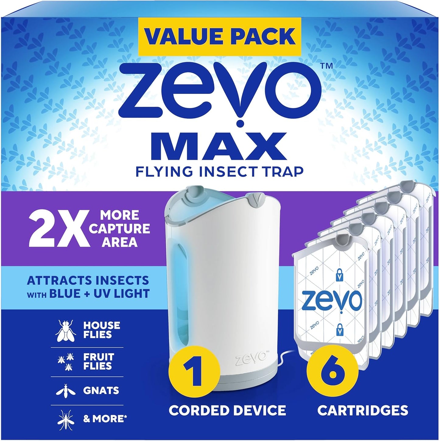 Zevo MAX Bug Catcher & Fly Trap for Indoor Use - No Mess