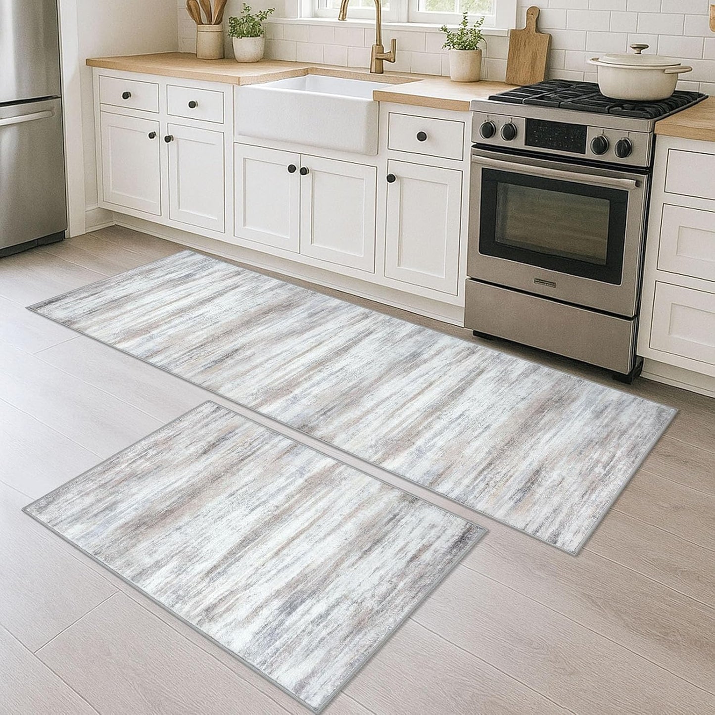 KOZYFLY Modern Abstract 2PCS Rugs for Living Room and Bedroom