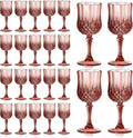 Vintage 7oz Rose Gold Plastic Wine Glasses Set - Reusable 24-Pack