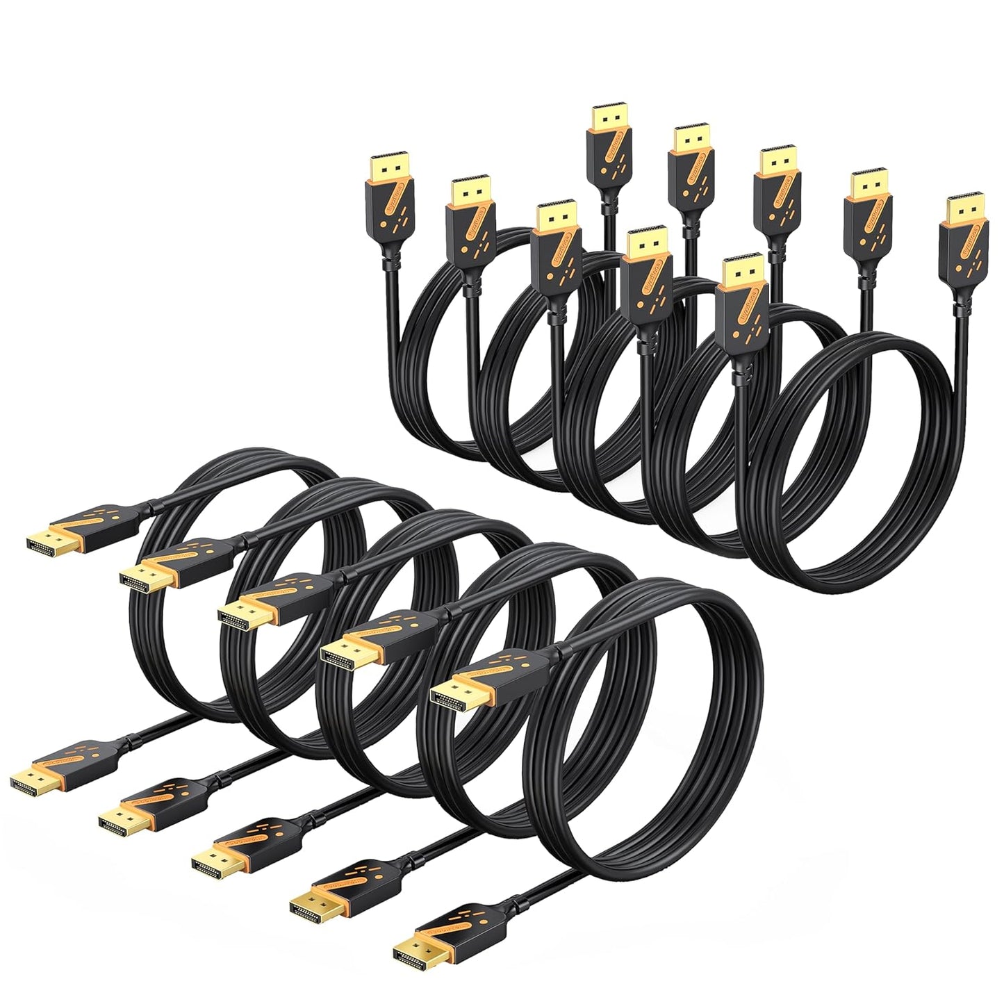 10-Pack Gold-Plated DisplayPort Cables - Ultra HD Gaming Power