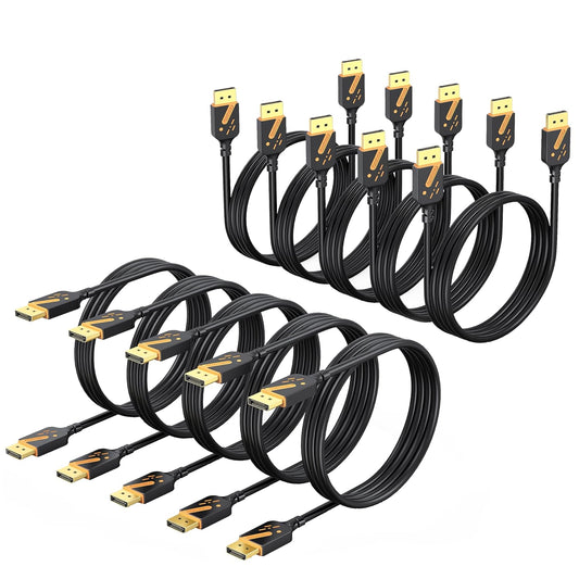 10-Pack Gold-Plated DisplayPort Cables - Ultra HD Gaming Power