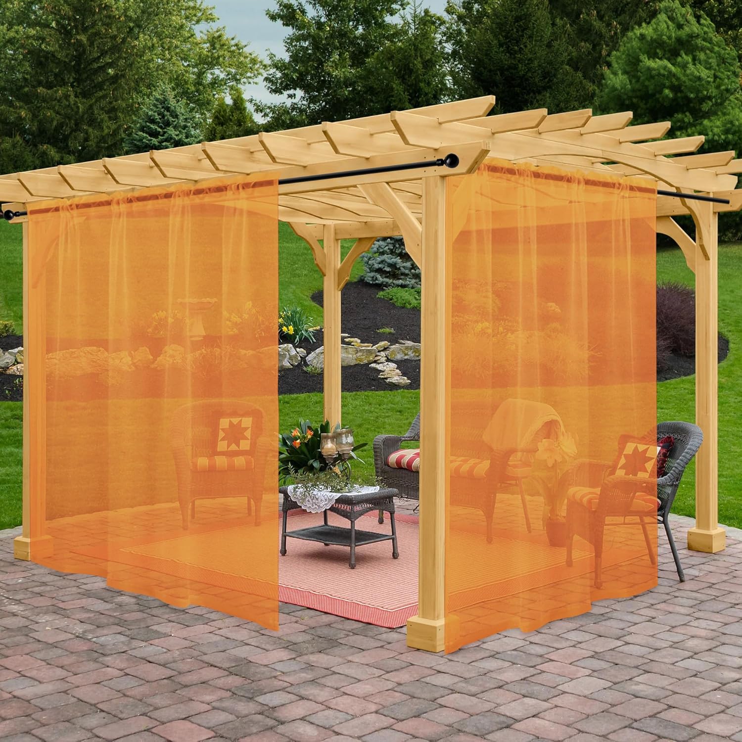 Outdoor Sheer Curtains for Patio Waterproof, 2 Panels Voile