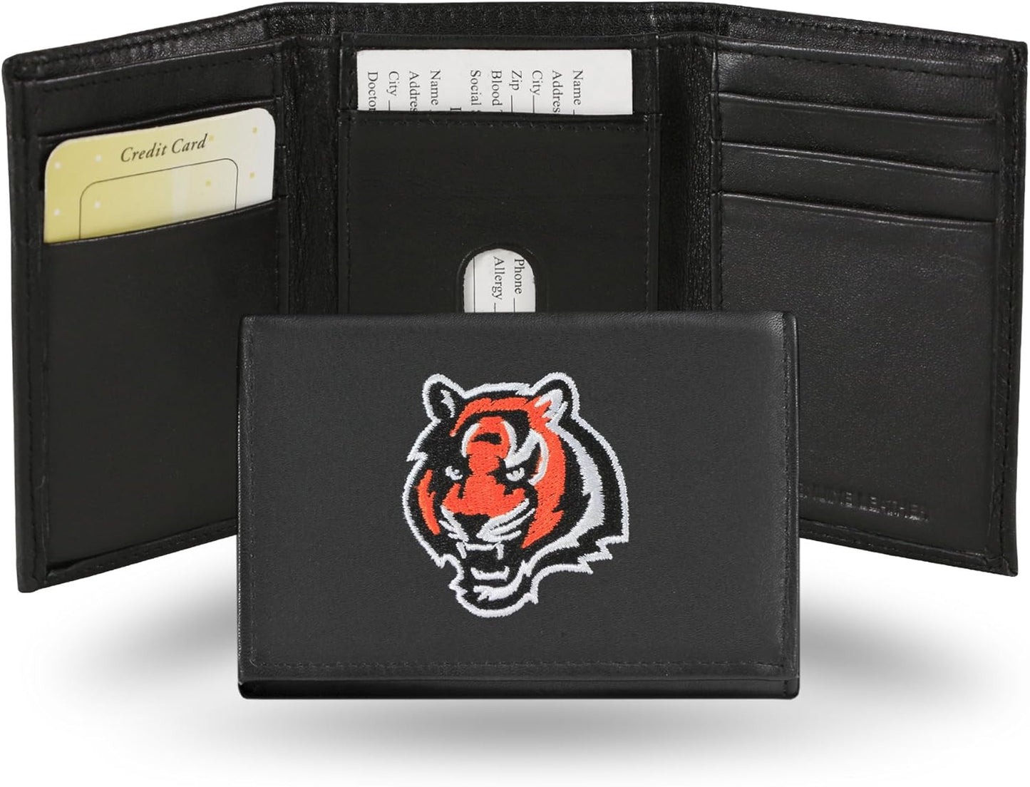 NFL Embroidered Genuine Leather Tri-fold Wallet - Slim Design