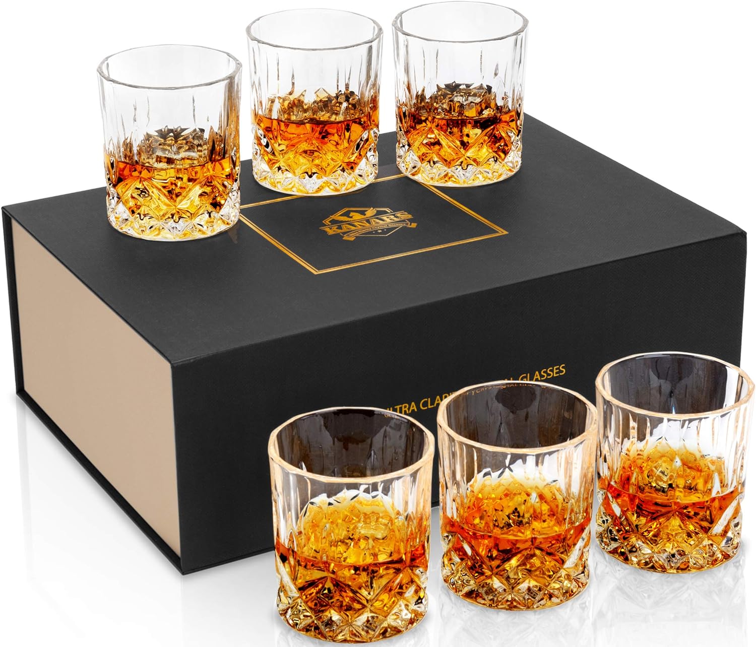 Premium Crystal Whiskey Glasses Set - Gift Boxed