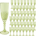Plastic Champagne Flutes 48PCS Green Reusable Wine Glasses - Elegant