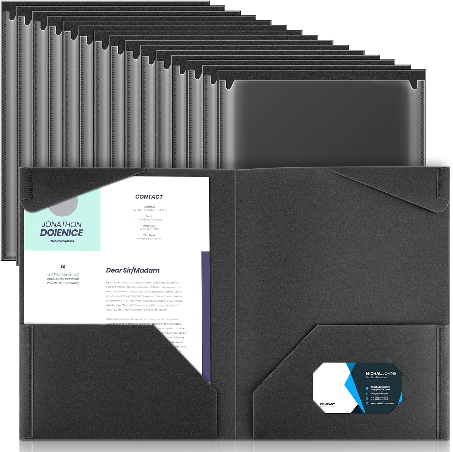 Henoyso 36 Pcs Plastic Folders with Clear Front Pockets