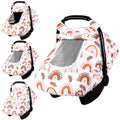 Pea Pod Baby Car Seat Cover Girls - Breathable Rainbow Canopy