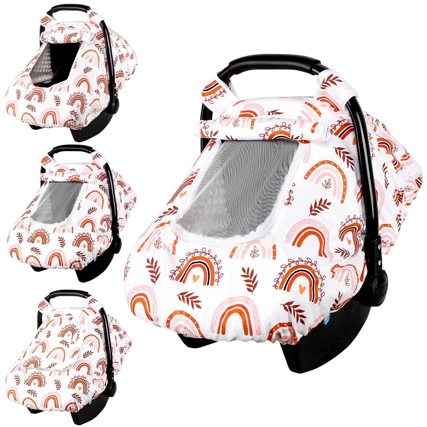Rainbow Infant Car Seat Cover - Breathable Mesh/Fabric