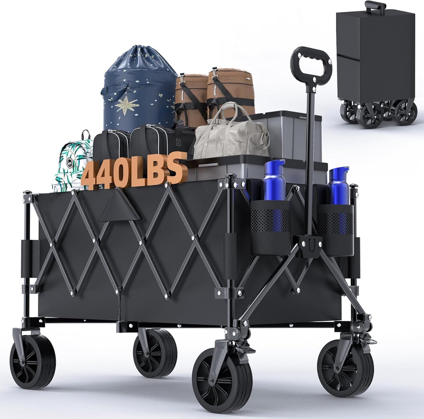 440lbs Heavy-Duty Foldable Wagon Cart - Versatile Transporter!