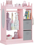 Kids Armoire Wardrobe Closet with Mirror and Storage Bin - Stylish
