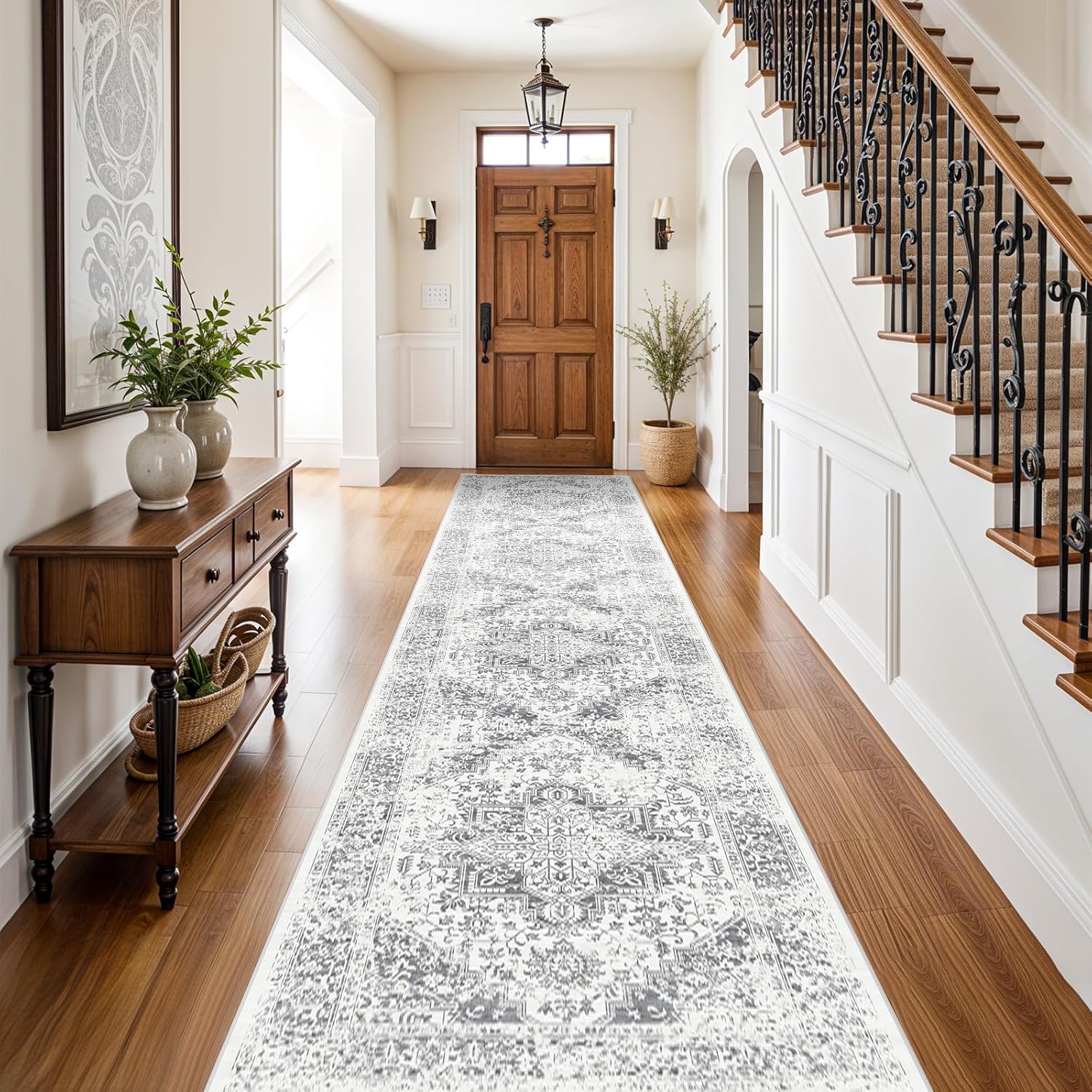 Washable 2ft 6in'x12ft Runner Rug - Vintage Non-Slip Indoor Rug