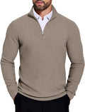 Men's Quarter Zip Sweater Slim Fit Lightweight Mock Neck - Casual This