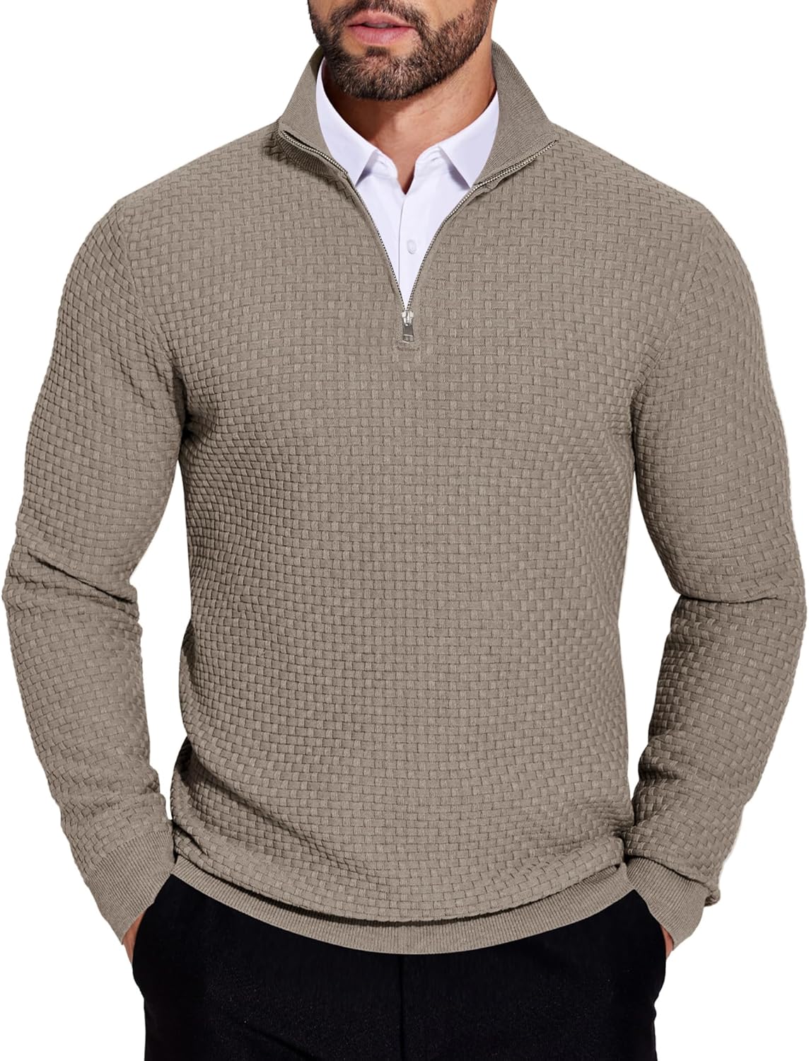 COOFANDY Men's Quarter Zip Sweaters for Stylish Winter Wear