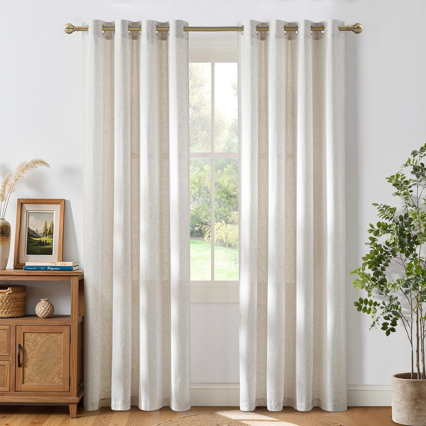 NICETOWN Linen Curtains for Privacy and Light Filtering Style