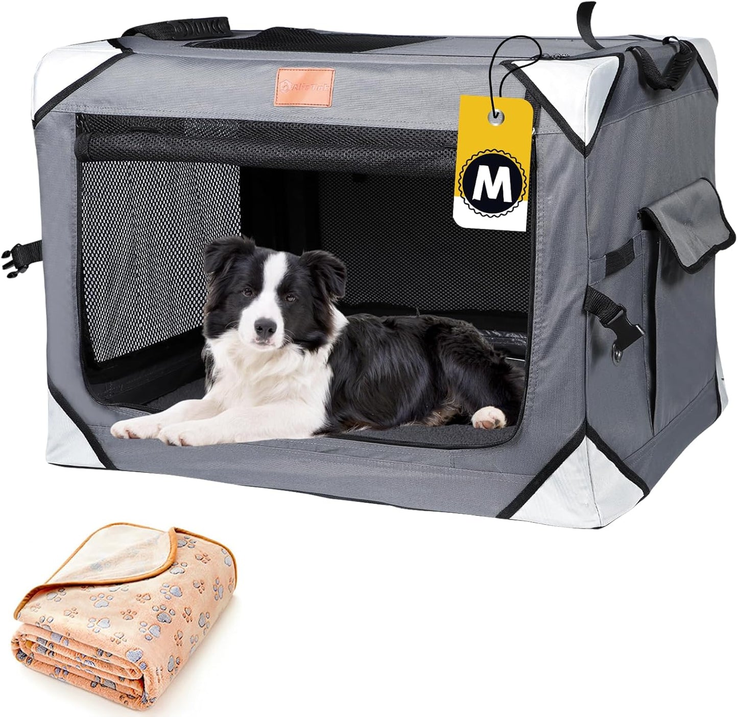 Collapsible Dog Crates for Medium Dogs - Portable Travel Crate