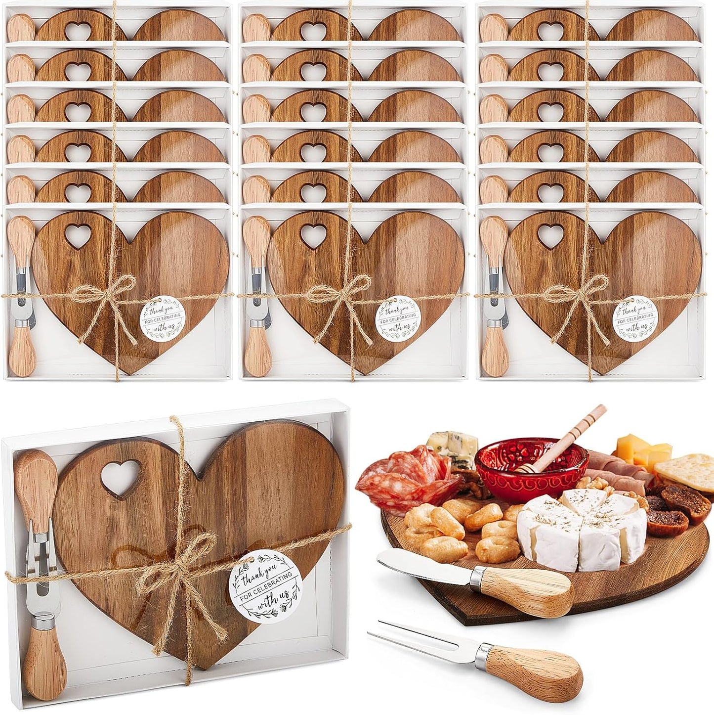 Heart Cheese Board Set for Bridal Shower and Baby Shower Gifts