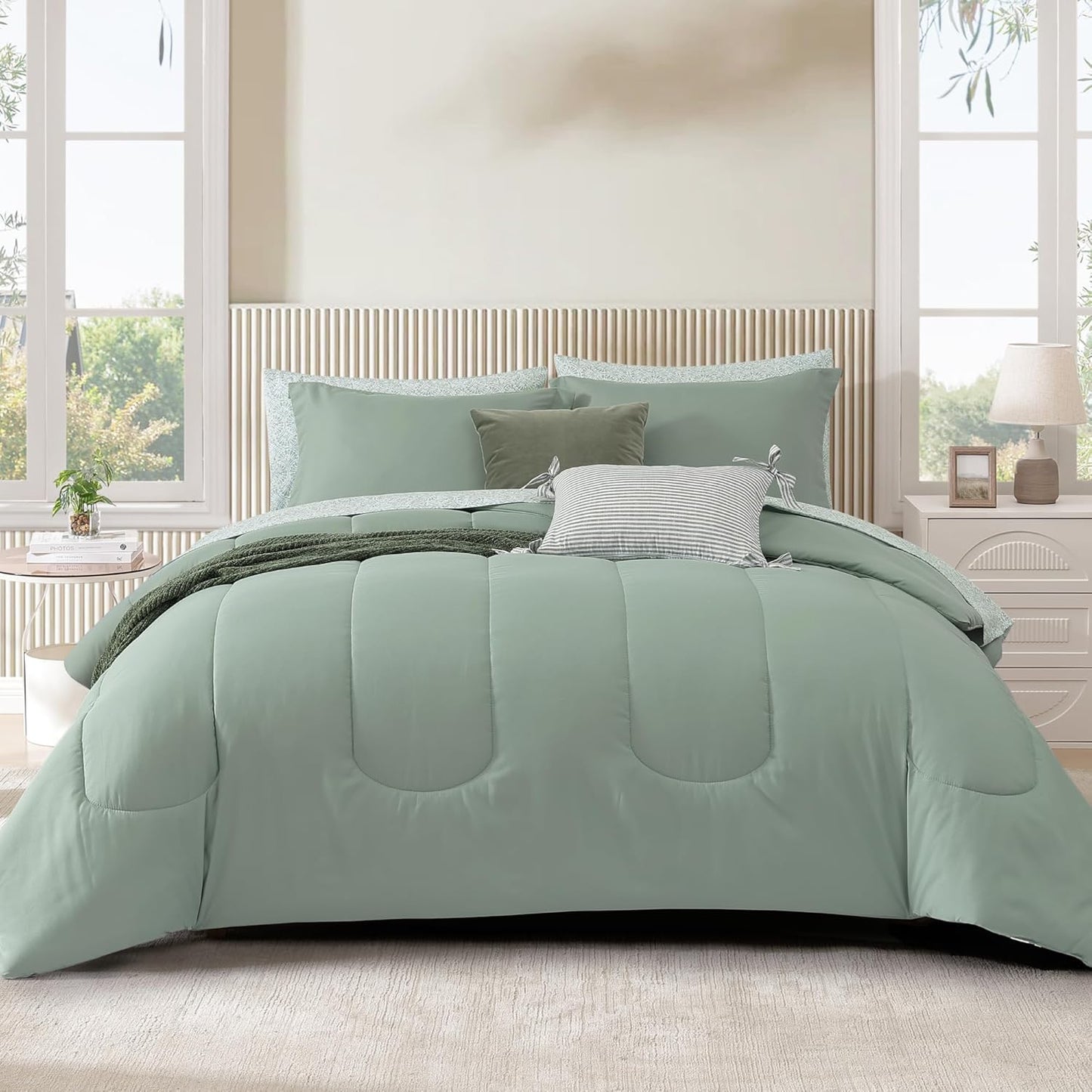 Monbix King Size Comforter Set - 7 Pieces Bedding Set