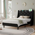 Twin Size Wingback Tufted Storage Bed Frame with Fast Charging