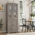 Bathroom Storage Cabinet 67 in Tall Linen Cabinet with Glass Door